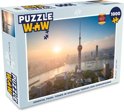 Puzzel Oriental Pearl Tower in Shanghai tijdens een zonsopgang - Legpuzzel - Puzzel 1000 stukjes volwassenen