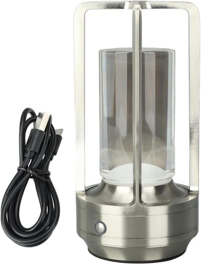 Allecto- Draadloze tafellamp met aanraakbediening - 3 kleuren - Traploos dimbaar - Kristallen lampenkap - USB oplaadbaar - Voor nachtkastje studeerkamer - Geschikt voor merk - Kleur of model.