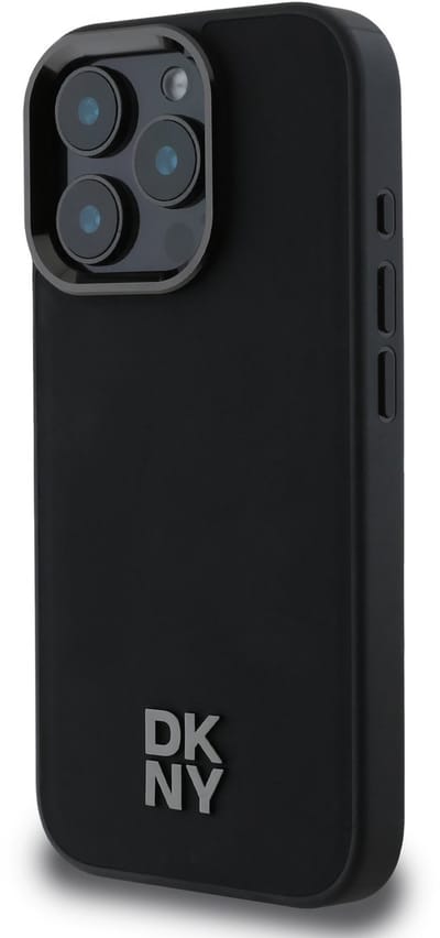 DKNY - Backcover iPhone 16 Pro Max - PU Leather Stack Logo Magsafe - Zwart