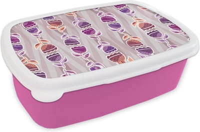 Broodtrommel Roze - Lunchbox - Brooddoos - Tulpen - Bloemen - Patroon - 18x12x6 cm - Kinderen - Meisje