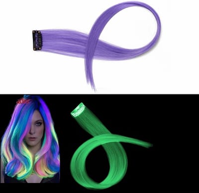 Hairextension Glow In The Dark - Clip In Haar - Haar Extension - Nephaar - Kunsthaar - Carnaval - Verkleden