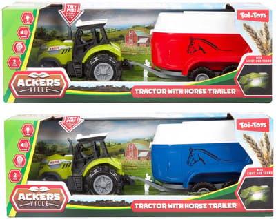 Ackers Ville Tractor en Trailer met Licht en Geluid, 10cm