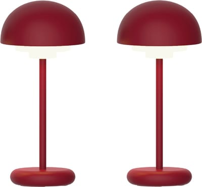 Luxus Europe - Tafellamp Rhodos - Set van 2 Bordeaux - Draadloze Tafellamp Buiten - Oplaadbaar - USB-C - Dimbaar - Warm Wit - Waterbestendig