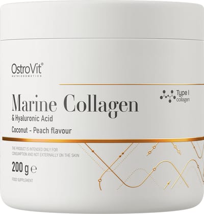 OstroVit - Marine Collagen + Hyaluronic Acid - 200 g coconut and peach - viscollageen, hyaluronzuur, vitamine C - Supplementen huidelasticiteit huidveroudering
