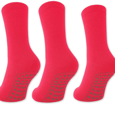 Belucci Dames ABS Huissokken – Antislip Sokken – Warme Katoenen Huissokken - Set Van 3 Paar - Maat 35/38