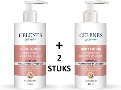 Celenes by Sweden Cloudberry Bodylotion - 200ml x 2 stuks - Voor Droge en Gevoelige Huid