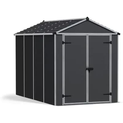 Canopia Metalen Tuinhuis Rubicon - Donkergrijs - 185x304cm - Dubbele Deur - Met Vloer