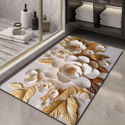 Embossed Flower Diatom Mud Mat Toilet Absorbent Mat Rubber Antislip Deurmat Driedimensionaal 3D Effect Tapijt 40x50cm