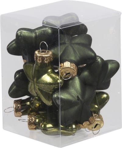 Othmar Decorations Kerstornamenten - sterren - 12x st - olijf groen - 4 cm - glas - kerstversiering