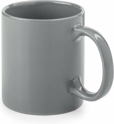 Bellatio Design Koffie mokken/bekers - keramiek - glans - met oor - grijs - 370 ml