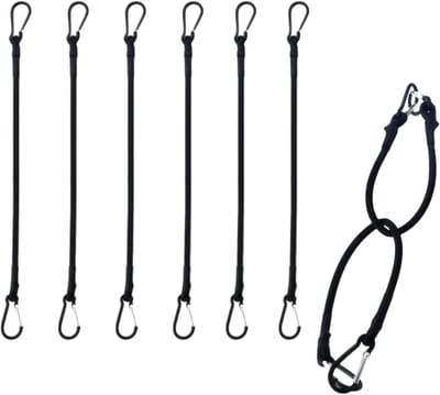 Spanrubber met Haken - Zwart - Set van 6 - Multifunctionele Rubber Spanbanden - Voor Bagage, Camping, Tuin