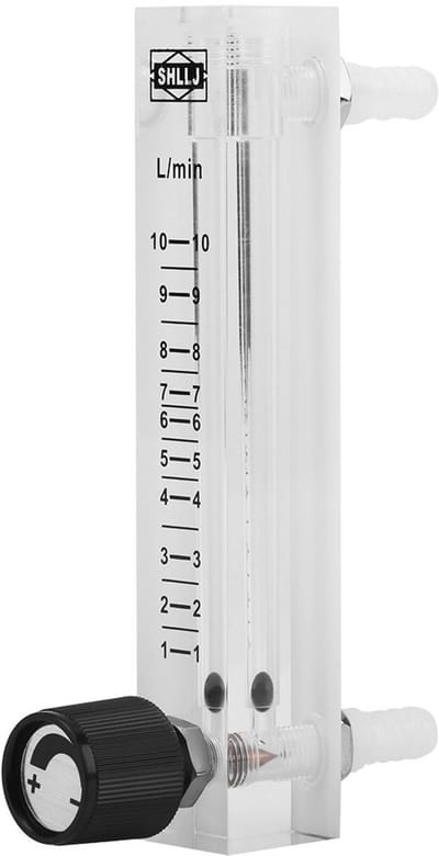 Dailygoods- Gasstroommeter 1-10LPM - Debietmeter met Regelklep - Hoogwaardig Acryl - Voor Zuurstof/Lucht/Gas - Eenvoudig te Bedienen - 8 mm Weerhaken