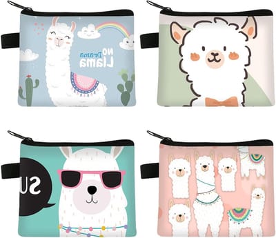 Mini Schattige Alpaca Muntentasjes - Set van 4, Ideaal voor Sleutels, ID Kaarten en Make-up, Perfect Cadeau voor Vrouwen en Meisjes