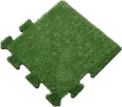 Rubber tegel met kunstgras toplaag - 50x50 cm - Puzzelsysteem (Zijstuk)