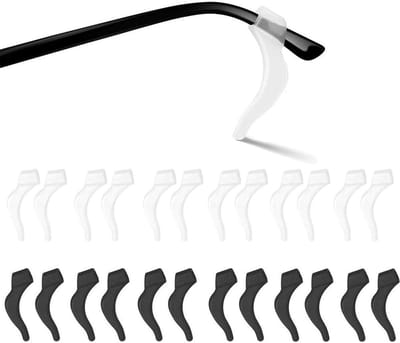 12 Paar Anti-slip Oorhaakjes - Brilhaakjes - Siliconen - Bescherm je Bril - Antislip Pootjes - Voor Kinderen en Volwassenen - 12 Paar - Large - Zwart & Transparant