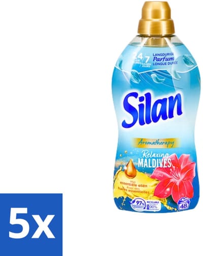 Silan Aromatherapy - Wasverzachter - Relaxing Maldives - Essentiële Oliën en Langdurige Parfum - 48 Wasbeurten - 1.056L - Bulkverpakking - 5 stuks