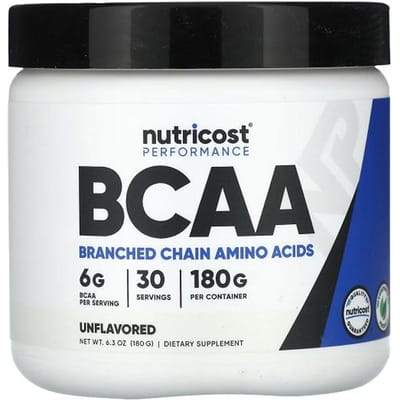 Nutricost, Atletische Prestaties, BCAA, Ongezoet, 178 g (180 g)