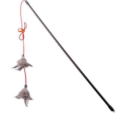 Nobleza Kattenhengel met Veren - Kattenspeelgoed - Interactieve Speelhengel - Speelstok voor Katten en Kittens - 48 cm