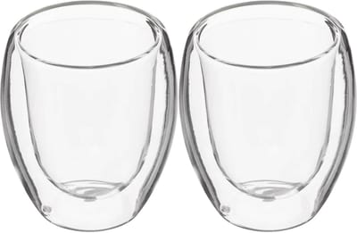 Secret de Gourmet Espressokopjes - 2x stuks - dubbelwandig glas - 70 ml - ristretto kopjes