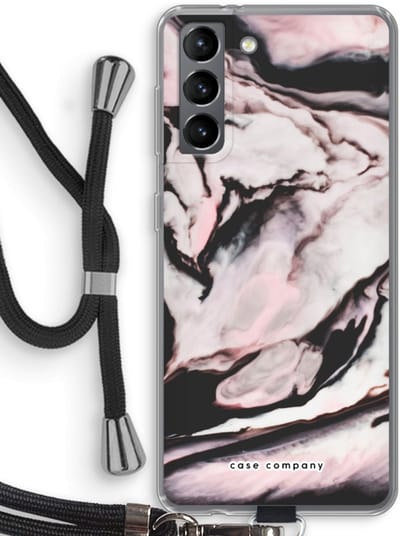 Case Company® - Hoesje met koord geschikt voor Samsung Galaxy S21 hoesje met Koord - Roze stroom - Telefoonhoesje met Zwart Koord - Bescherming aan alle Kanten en Over de Schermrand