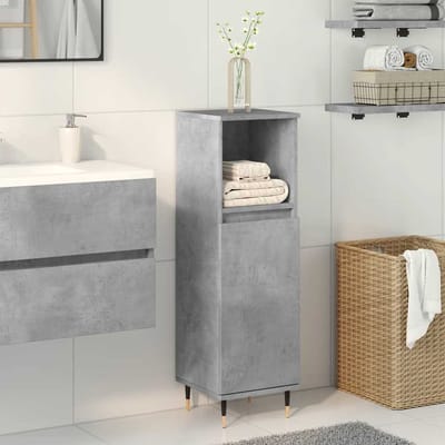 vidaXL - Badkamerkast - 30x30x100 - cm - bewerkt - hout - betongrijs