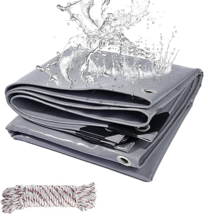 Afdekzeil PVC - Zeildoek Vrachtwagenzeil - Materiaal Beschermen - Scheurvast Waterdicht - 3x5m - Grijs