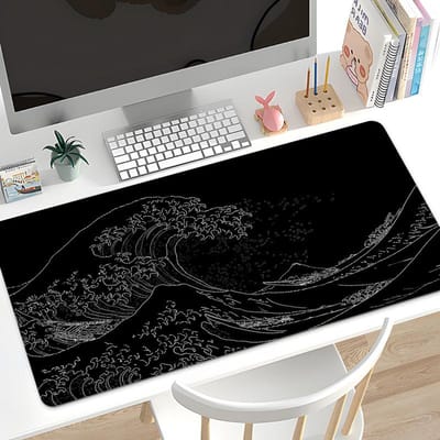 1 tapis de souris de jeu grand tapis de clavier 60*30CM tapis de souris topographique tapis de souris noir et blanc pour clavier avec anti-dérapant