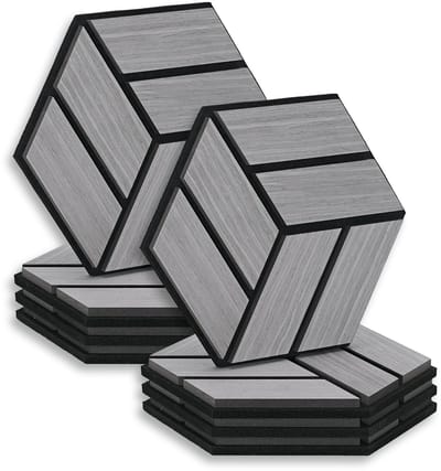 Homestyle4u akoestisch paneel - 8 stuks - Grijs - Zeshoek
