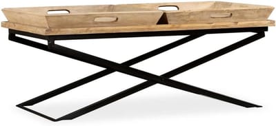 Massief Houten Salontafel met Opslagruimte Woonkamer Industriële Stijl