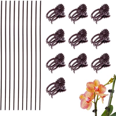 Famanu – 20 stuks plantenklemmen en plantenstokken - kunststof clips voor planten - orchideeklemmen ter ondersteuning en verzorging van planten