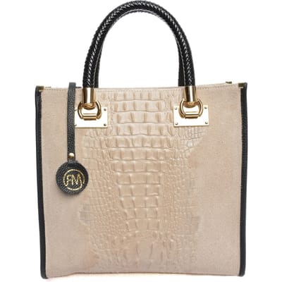 Roberta M Beige Rundleer Tas