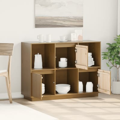 vidaXL - Dressoir - 110,5x35x80 - cm - massief - grenenhout - honingbruin