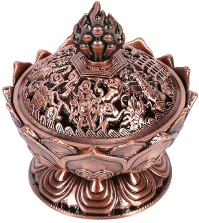 Dailygoods - Incensehouder - Vintage Lotusvorm - Hoogwaardige kwaliteit - Rood-brons - Decoratief - Perfect voor thuisgebruik - Compact formaat