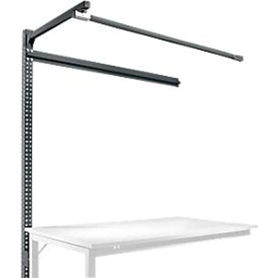 Opbouwframe met giek, Aanbouwtafel STANDAARD werktafel-/werkbank UNIVERSAL/PROFI, 1500 mm, antraciet