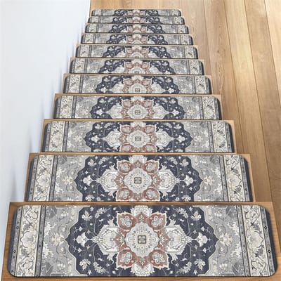 20*76CM Tapijt Traptreden Antislip Trapmatten Verwijderbaar Traptapijt 4-pack Veilige traptredebescherming Geschikt voor kinderen, ouderen en huisdieren