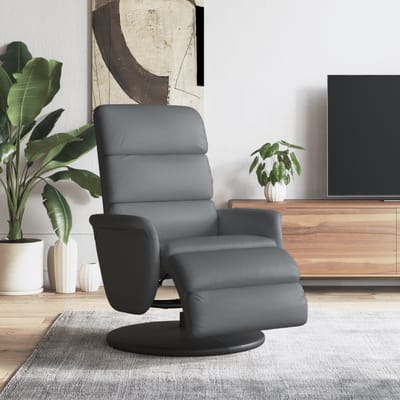 vidaXL - Fauteuil - verstelbaar - met - voetensteun - kunstleer - grijs