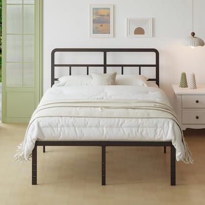 Metalen eenpersoons bedframe 120x190 cm met hoofdbord en opbergruimte