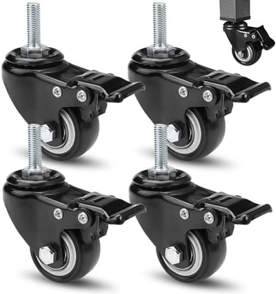Set van 4 zwenkwielen met rem, 40 mm, draaibare meubels wielen, sterke transportwielen voor meubels en apparaten