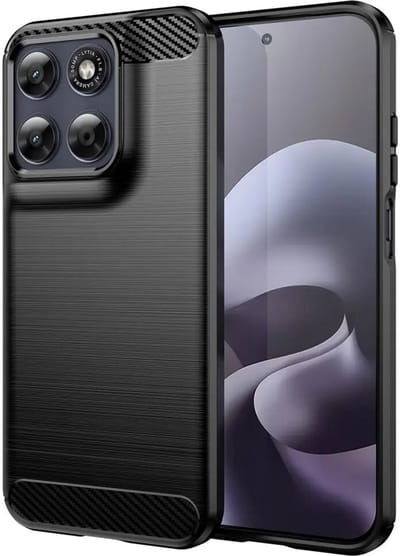 Geborsteld TPU Hoesje Geschikt voor Motorola Moto G87 - Beschermhoes - Back Cover - Case Flexibel TPU - Stijlvol Carbon - Dun - Zwart
