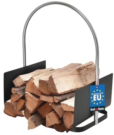 Houten Brandhoutmand van Metaal - Open Haard Accessoire - Zwart Chroom 40 x 50 cm