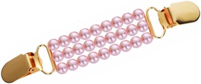 Fako Bijoux® - Vestsluiting - Vestclip - Vestklem - Roze Parels - Goudkleurig