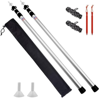 Zeilmast Aluminium - Tentstokken - Buitenkamperen - Telescopisch Verstelbaar - 87-230cm - Zilver