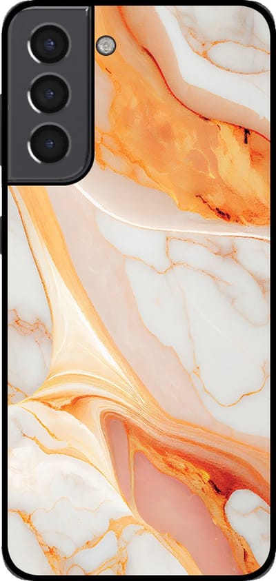Smartphonica Telefoonhoesje voor Samsung Galaxy S22 Plus met marmer opdruk - TPU backcover case marble design - Oranje geschikt voor Samsung Galaxy S22 Plus