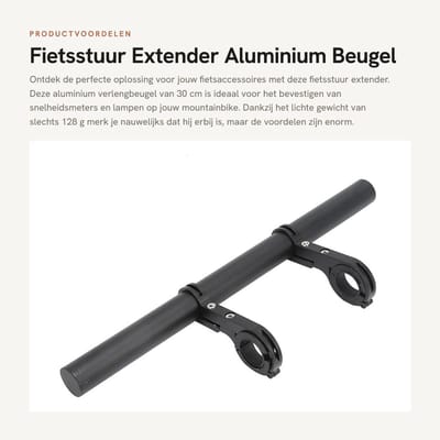 Dailygoods - Fietsstuur Extender - Aluminium Beugel - Lichtgewicht - 30 cm - Stuurverlenging - Voor Mountainbike - Geschikt voor 22,2-31,8 mm