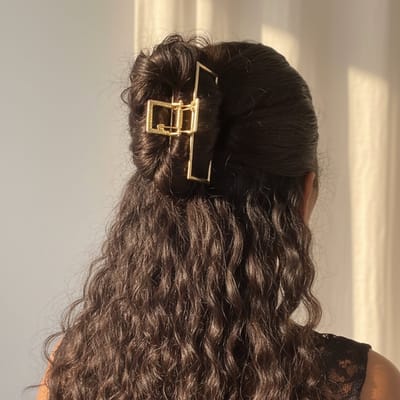 YOSMO Metalen Haarklem - Extra Groot - 9 cm - Rechthoekig - Goud - Sterke Haarclip voor Dik en Lang Haar - Haaraccessoires