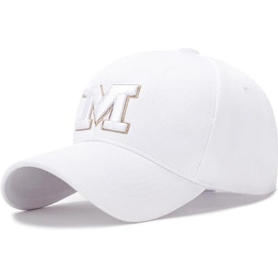 Vier Jaargetijden Nieuwe M Letter Geborduurde Baseballpet Modieuze Veelzijdige Unisex Buiten Zonnehoed Zonbescherming Eendenbekpet Adjustable white