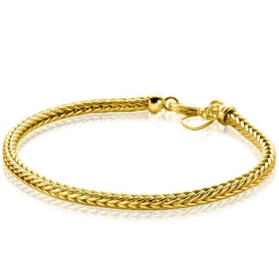 Zinzi zilver vergulde armband met vossestaart en vierkante schakels - 2,5mm - 18,5 cm ZIA1287G