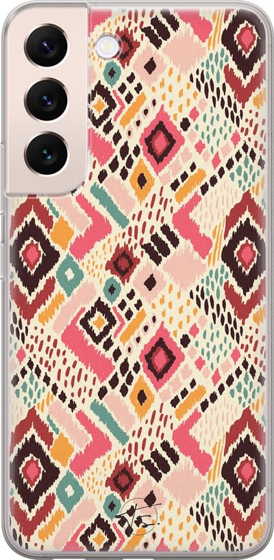 Hoesje geschikt voor Samsung Galaxy S22+ - Boho vibes - Soft Case - TPU - Print - Oranje - Mooie Telefoonhoesjes