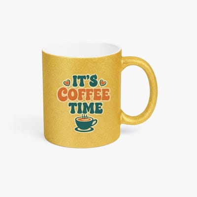 Glitter Gouden Mok 'It's Coffee Time' | Unieke Koffiebeker Cadeau voor Koffieliefhebbers