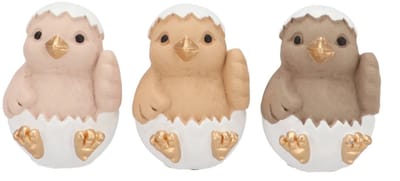 Easter birds egg natural brown mix ass 9x9x12cm - 3 stuks - Pasen